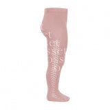 Leotardos Algodón Cálido con Calado Lateral Rosa Palo